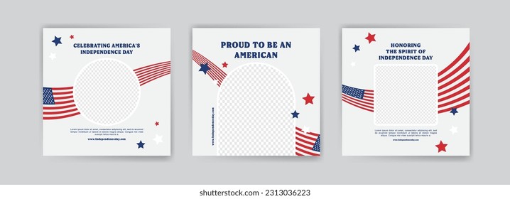 Social media post template design for united states independence day