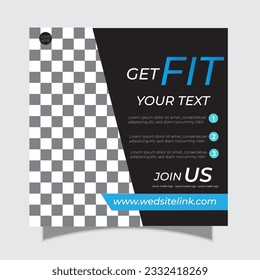 Social media post template design set for gym and fitness.Suitable for social media, flyers, banner, and web internet.
