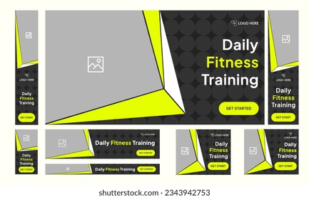 Social media post template design for gym, fitness, training and sports. Editable modern abstract banner design, editable vector eps 10 file format