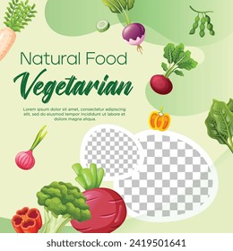 Social media post template design organic food