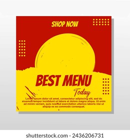 social media post template design in red and yellow for promotion.
