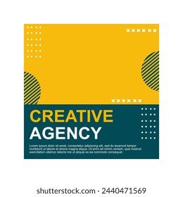 social media post template design in green and yellow for creative agencies.