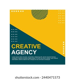 social media post template design in green and yellow for creative agencies.
