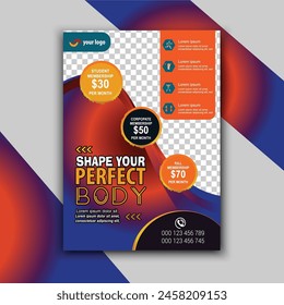 Social media post template design set for gym and fitness. with abstract yellow shape. Vector design with place for photo. Suitable for social media, flyers, banner, and web internet.