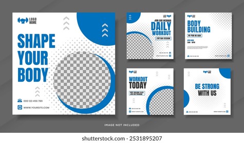 Social Media Post Template Design Set for Gym and FItness