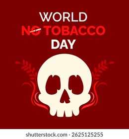 social media post template design with world no tobacco day theme with skull illustration	
