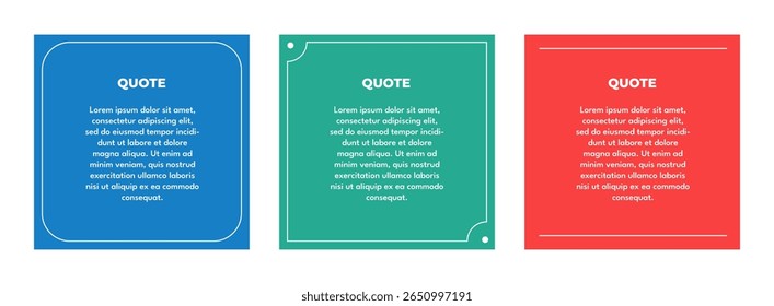 Social media post template design quotes, blank speech bubbles, text boxes. Vector illustration