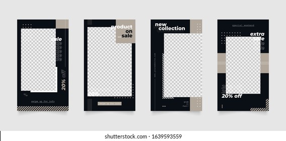 social media post template for digital marketing and sale promo. fashion advertising. banner offer. dark blue color. promotional story mockup photo vector frame illustration.