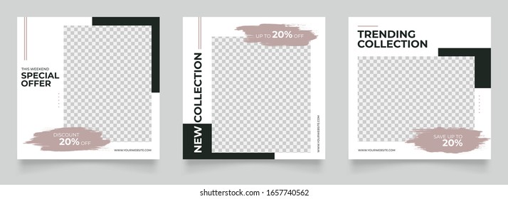 social media post template for digital marketing and sale promo. fashion advertising. banner offer. black brown color. mockup photo vector frame illustration