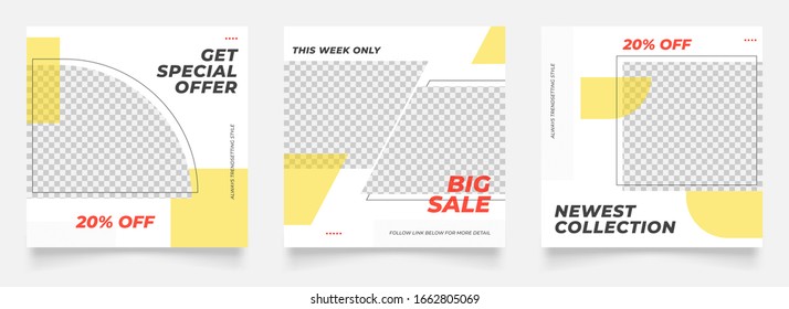 social media post template for digital marketing and sale promo. fashion advertising. yellow red white web banner offer. promotional mockup photo vector frame