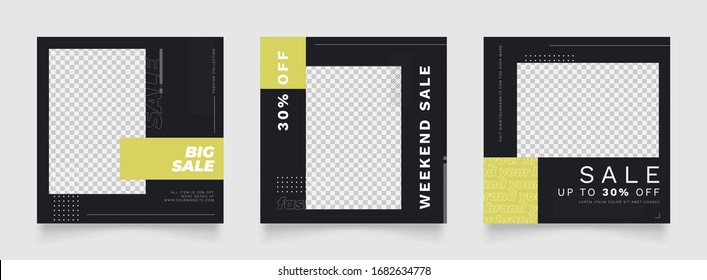 social media post template for digital marketing and sale promo. green black grey color web banner advertising. promotional offer mockup photo vector frame