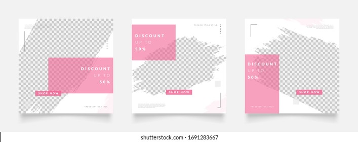 social media post template for digital marketing and sale promo. fashion advertising. banner offer. pink color. mockup photo vector frame illustration