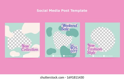 Social Media Post Template for Digital Marketing. Fashion Brand Online Promotion.