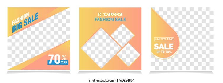 social media post template for digital marketing and sale promo. fashion advertising. banner offer. gradient color. mockup photo vector frame illustration