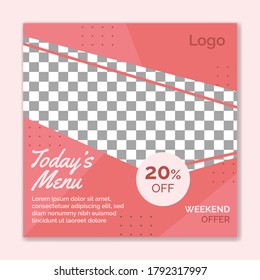 Social media post template for digital marketing and sale promo. Food and drink advertising Banner offer