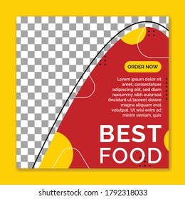 Plantilla de publicación de medios sociales para promoción de marketing digital y venta. Publicidad sobre alimentos y bebidas Oferta de banners