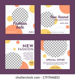 Social media post template for digital marketing and sale promo, fashion advertising. square banner