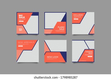 Social media post template for digital marketing and sale promo. fashion advertising. banner offer. mockup photo vector frame illustration