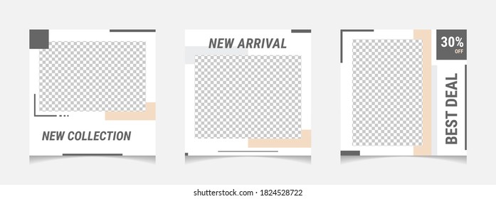 social media post template for digital marketing and sale promo. promotional offer mockup photo vector frame. grey white color web banner advertising