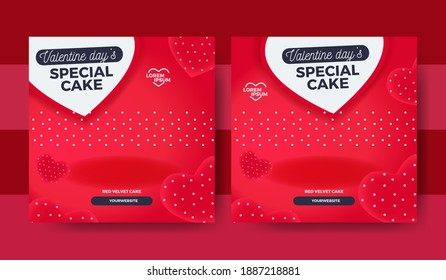 Social media post template for digital marketing, or promotion. Perfect for a valentine's event. Template design.