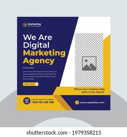 social media post template digital Business marketing and square flyer poster Editable Promotion corporate Banner Stories Ads
