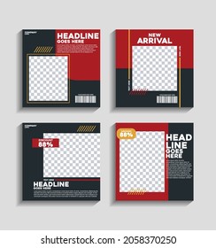 Social Media post template for digital product marketing and branding with red, black color and minimalist style