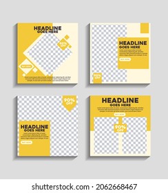 Plantilla de publicación de medios sociales para marketing de productos digitales y marca con color amarillo y estilo moderno