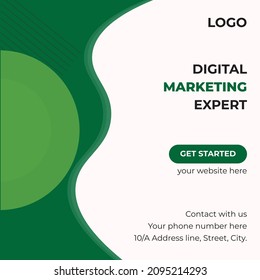 Social media post template Digital banner Poster digital layout Vector illustration green color