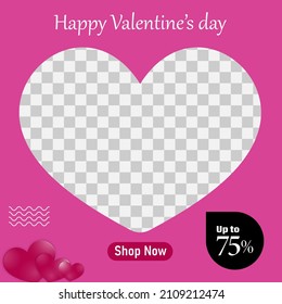 Social media post template for digital marketing and sales promotion on Valentine's Day. Advertising for Valentine's Day. Nice healthy food, tecnology, fashion for valentine's day
