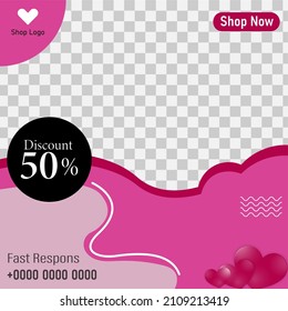 Social media post template for digital marketing and sales promotion on Valentine's Day. Advertising for Valentine's Day. Nice healthy food, tecnology, fashion for valentine's day