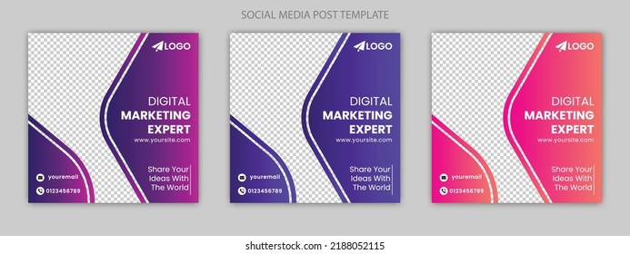 Social media post template of digital marketing for agency with gradient color | minimalist webinar design