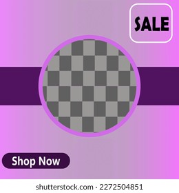 social media post template, digital marketing, round flayer template, online post template, fashion marketing template, food product, purple 3d background