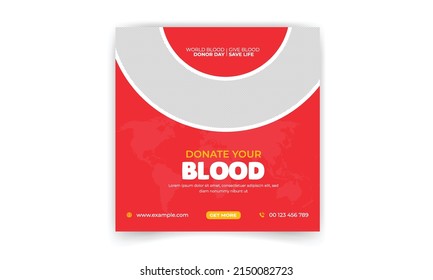 Social Media Post Template for Donate blood concept for World blood donor day-June 14