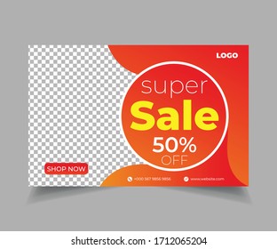 Social media post template. Editable digital business marketing banner, Modern promotion web banner for social media mobile apps, web page design templates for online shopping, digital marketing.