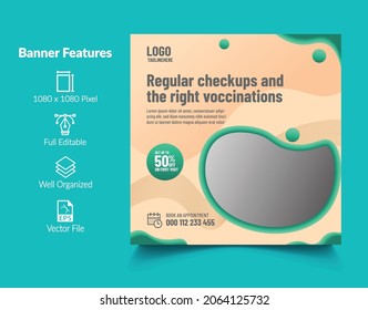 Social Media Post Template, Editable Post Template, Social Media Banners. Health and Medical Post Design