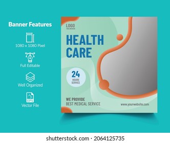 Social Media Post Template, Editable Post Template, Social Media Banners. Health and Medical Post Design