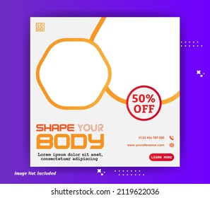 Social Media Post Template Editable minimal square banner