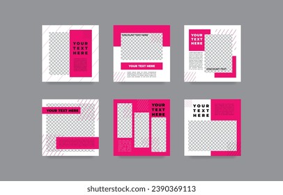 Social media post template, Editable minimal square banner template, Suitable for social media post and web ads promotion, white and pink background color.