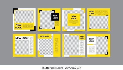 Social media post template, Editable minimal square banner template, Suitable for social media post and web ads promotion, white and yellow background color.