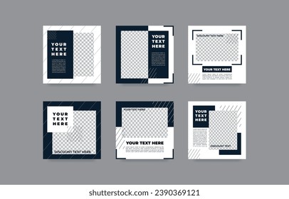 Social media post template, Editable minimal square banner template, Suitable for social media post and web ads promotion, white and blue background color.