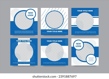 Social media post template, Editable minimal square banner template, Suitable for social media post and web ads promotion, blue background color.