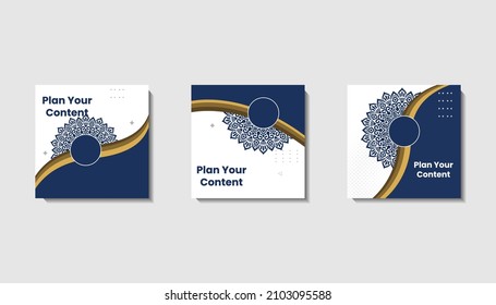 Social Media-Post-Vorlage für eidische Grüße oder Wünsche mit Monddesign, Eid Feiern Social Media-Post mit Mandala und Laternen Free Vector