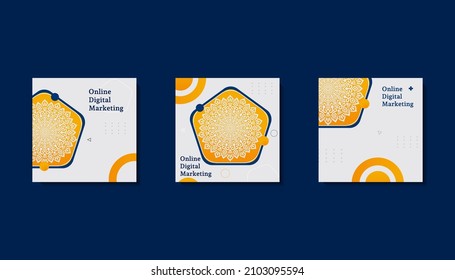 Social media post template for eid greetings or wish with moon design, Eid celebration social media post with mandala and lanterns Free Vector