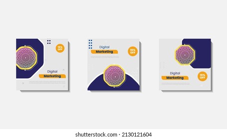 Social media post template for eid greetings or wish with moon design, Eid celebration social media post with mandala and lanterns vector design