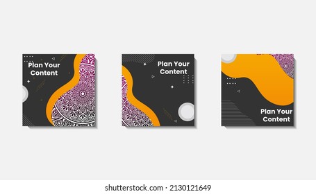 Social Media-Post-Vorlage für eiige Grüße oder Wünsche mit Monddesign, Eid-Feiern Social-Media-Post mit Mandala und Laternen Vektordesign