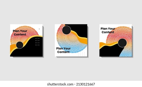 Plantilla de publicación de medios sociales para saludos de eid o deseo con diseño de luna, celebración de Eid publicación de medios sociales con manala y diseño vectorial de linternas