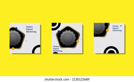 Social media post template for eid greetings or wish with moon design, Eid celebration social media post with mandala and lanterns vector design