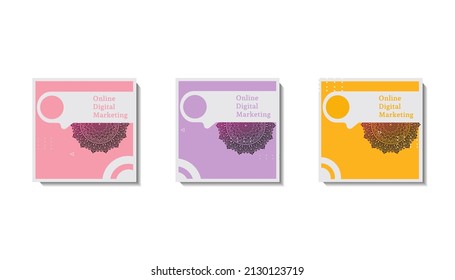 Social media post template for eid greetings or wish with moon design, Eid celebration social media post with mandala and lanterns vector design