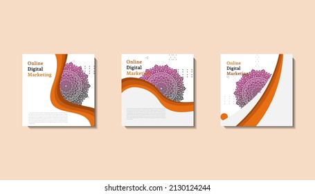 Social Media-Post-Vorlage für eiige Grüße oder Wünsche mit Monddesign, Eid-Feiern Social-Media-Post mit Mandala und Laternen Vektordesign