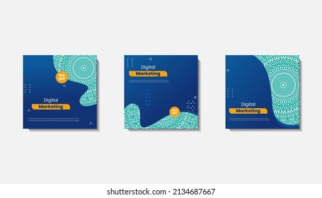Plantilla de publicación de medios sociales para saludos de eid o deseo con diseño de luna, celebración de Eid publicación de medios sociales con manala y diseño vectorial de linternas